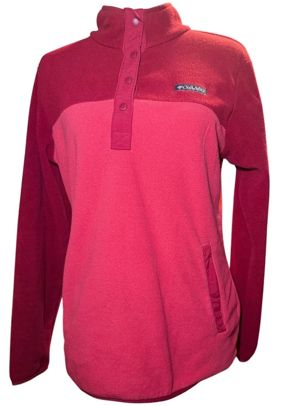 Columbia Benton Springs Half Snap Pullover Fleece, Red Pink, Women's Medium